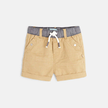 Short en lin et coton beige bébé garçon