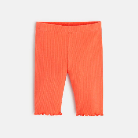 Legging corsaire maille côtelée unie orange bébé fille