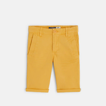 Bermuda slim en toile unie jaune garçon