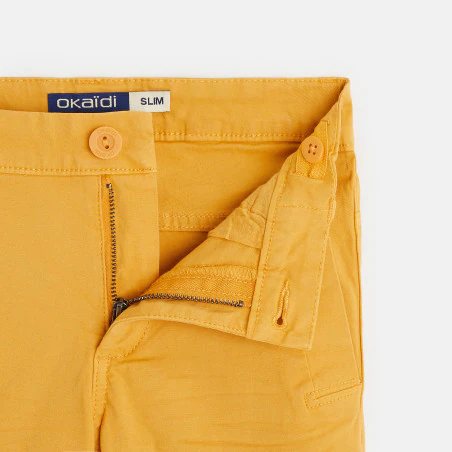 Bermuda slim en toile unie jaune garçon