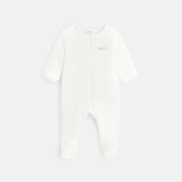 Surpyjama chaud doublé en maille fantaisie blanc naissance