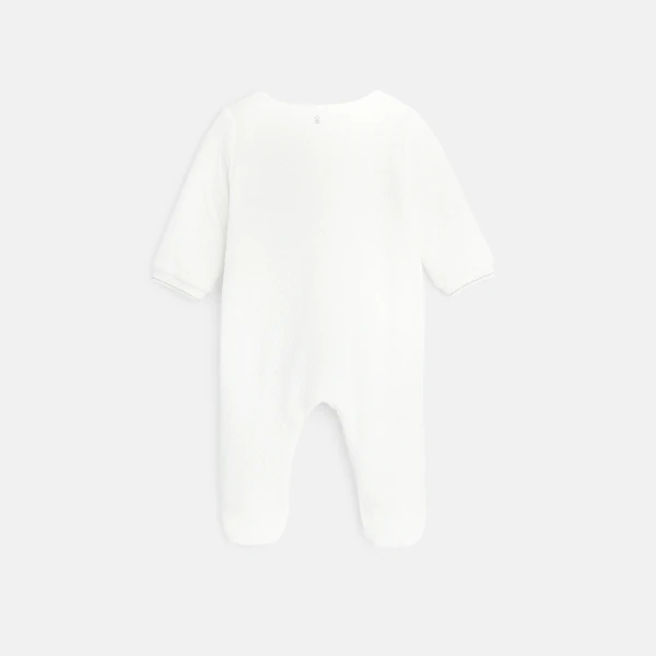 Surpyjama chaud doublé en maille fantaisie blanc naissance