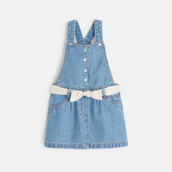 Robe salopette en jean bleue bébé fille