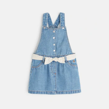 Robe salopette en jean bleue bébé fille