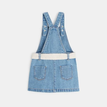 Robe salopette en jean bleue bébé fille