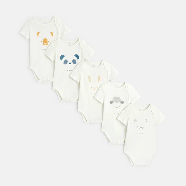 Body col US frimousses (lot de 5) blanc naissance