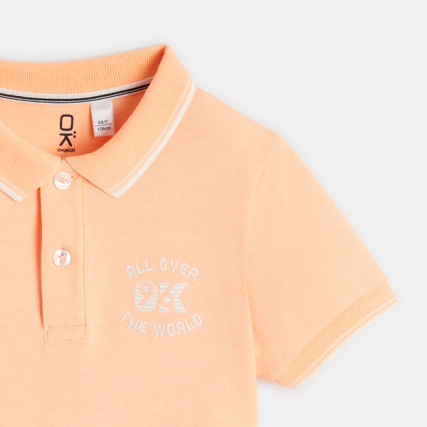 Polo maille piquée manches courtes orange garçon