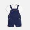 Ensemble salopette courte et polo bleue bébé garçon