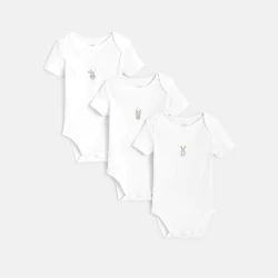 Body col US lapins (lot de 3) blanc naissance