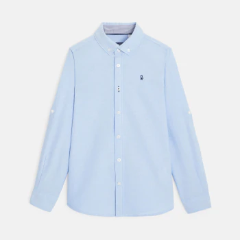 Chemise Oxford à col américain turquoise garçon