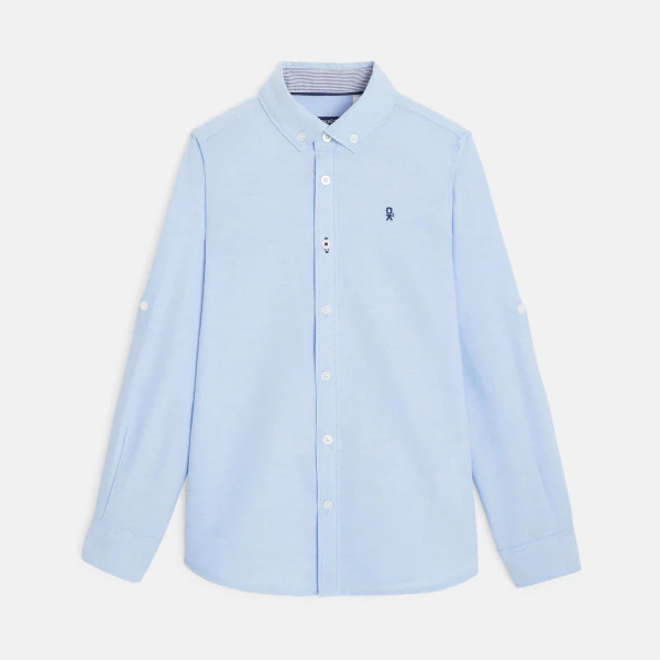 Chemise Oxford à col américain turquoise garçon