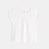 T-shirt bi-matière broderie anglaise blanc bébé fille