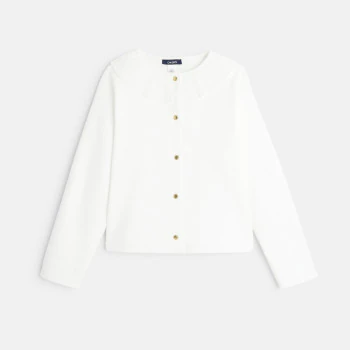 Cardigan à col collerette blanc fille