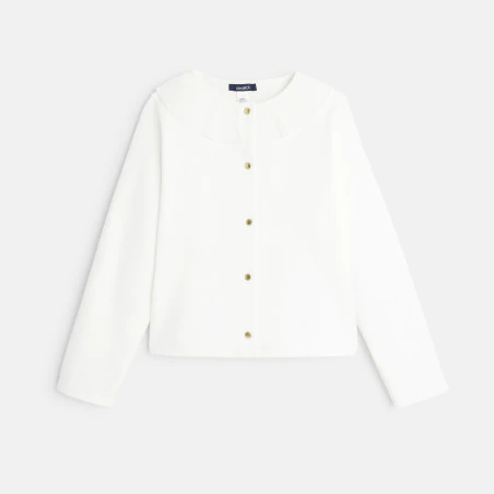 Cardigan à col collerette blanc fille