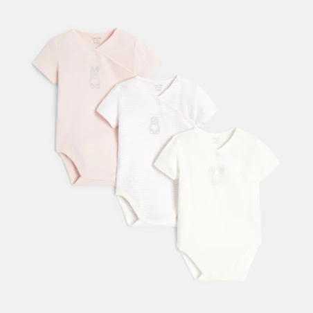 Body croisé (lot de 3) rose naissance