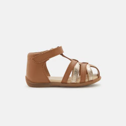 Sandales cuir premiers pas beige bébé fille