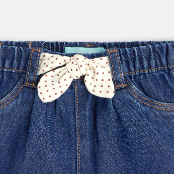 Short en denim nœud fantaisie bleu bébé fille