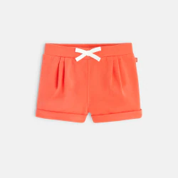 Short à plis en molleton orange bébé fille