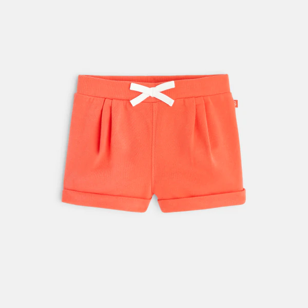 Short à plis en molleton orange bébé fille