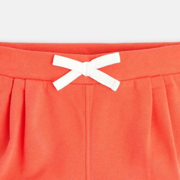 Short à plis en molleton orange bébé fille