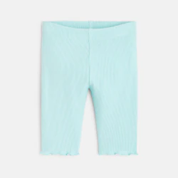 Legging corsaire maille côtelée unie bleu bébé fille