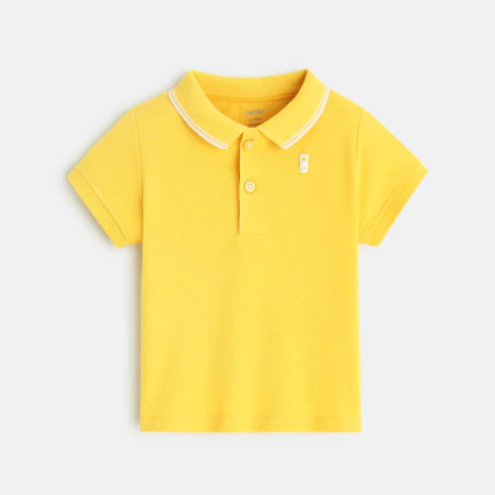 Polo maille piquée uni jaune bébé garçon