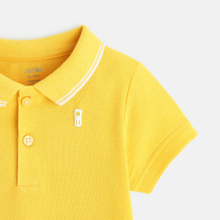 Polo maille piquée uni jaune bébé garçon