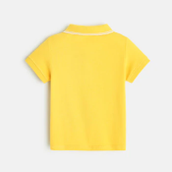 Polo maille piquée uni jaune bébé garçon