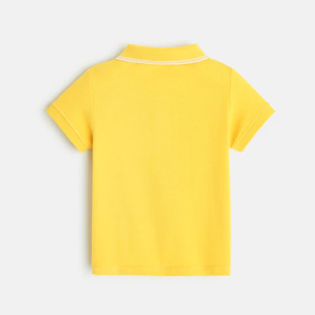 Polo maille piquée uni jaune bébé garçon