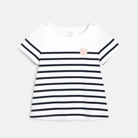 T-shirt marinière rayé bleu bébé fille