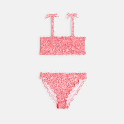 Maillot de bain 2 pièces à fleurs rose fille