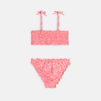 Maillot de bain 2 pièces à fleurs rose fille