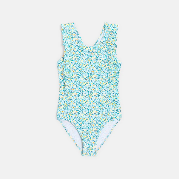 Maillot de bain 1 pièce imprimé vert fille