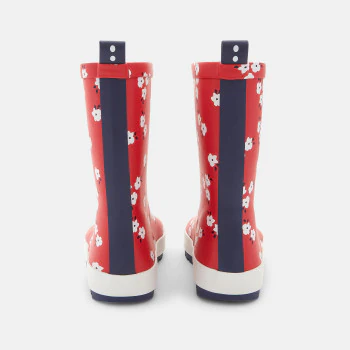 Bottes de pluie fleuries rouges fille