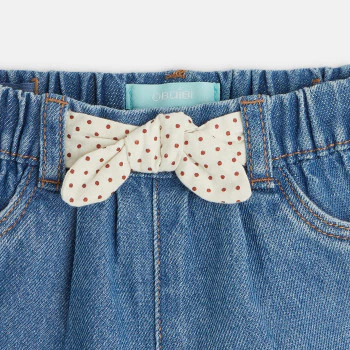 Short en denim nœud fantaisie bleu bébé fille