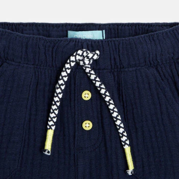 Short coton léger gaufré bleu bébé garçon