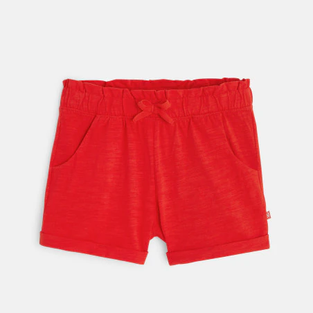 Short en jersey uni rouge fille