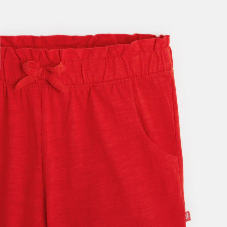 Short en jersey uni rouge fille