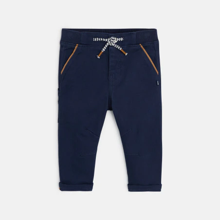 Pantalon worker en twill bleu bébé garçon