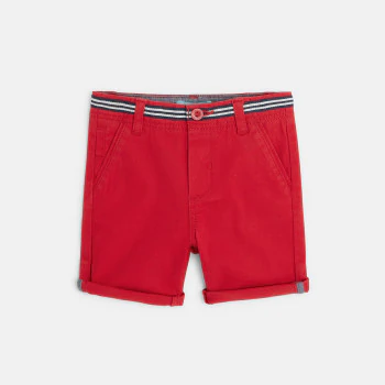 Short en piqué de coton rouge bébé garçon