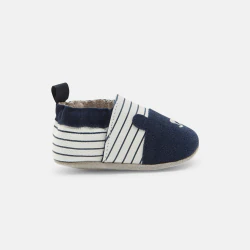 Chaussons cuir Premiers Pas bleus naissance