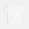 T-shirt col volanté maille fantaisie blanc bébé fille