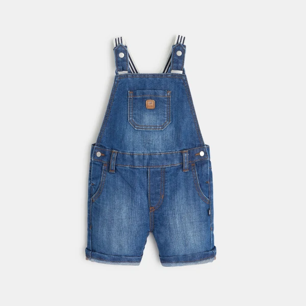 Salopette courte denim et t-shirt tunisien bleue bébé garçon