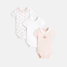 Body petit col cerises (lot de 3) rose naissance