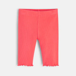 Legging corsaire maille côtelée unie rose bébé fille