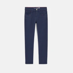 Pantalon slim en toile unie bleu garçon