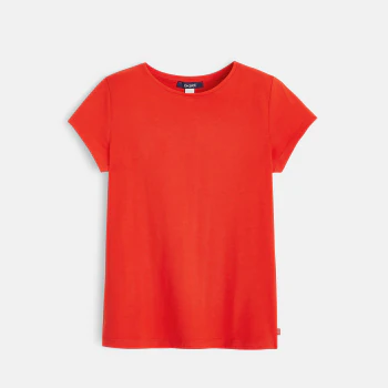 T-shirt manches courtes uni rouge fille