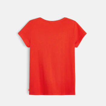 T-shirt manches courtes uni rouge fille