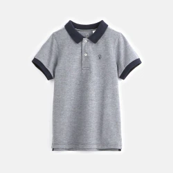 Polo en coton piqué bleu garçon