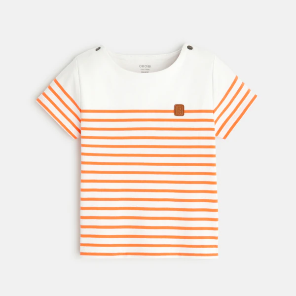 T-shirt marinière orange bébé garçon